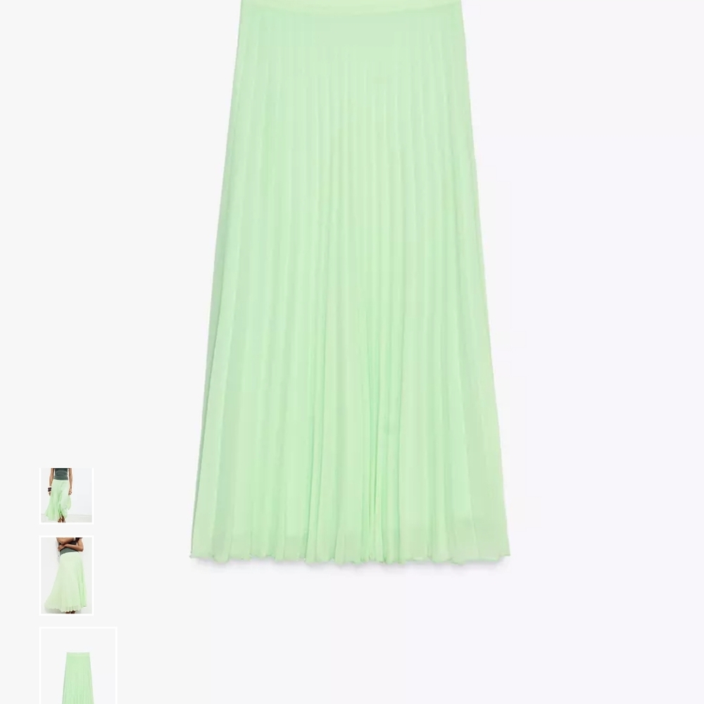 Zara Light Green Pleated Midi Skirt - Picture 6 of 12